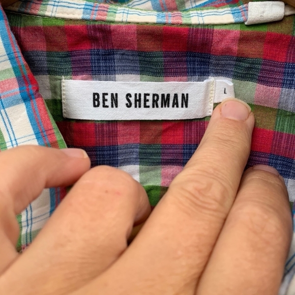 Ben Sherman short sleeve plaid check button down, size L - Picture 3 of 6